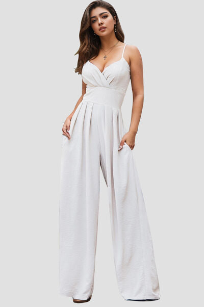 Spaghetti Strap Wide Leg Jumpsuit  Shop One Place