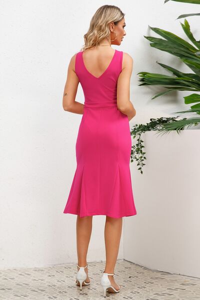 Wide Strap Wrap Fishtail Dress