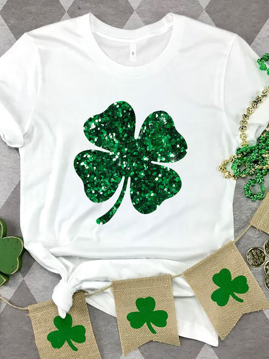 Lucky Clover Round Neck T-Shirt