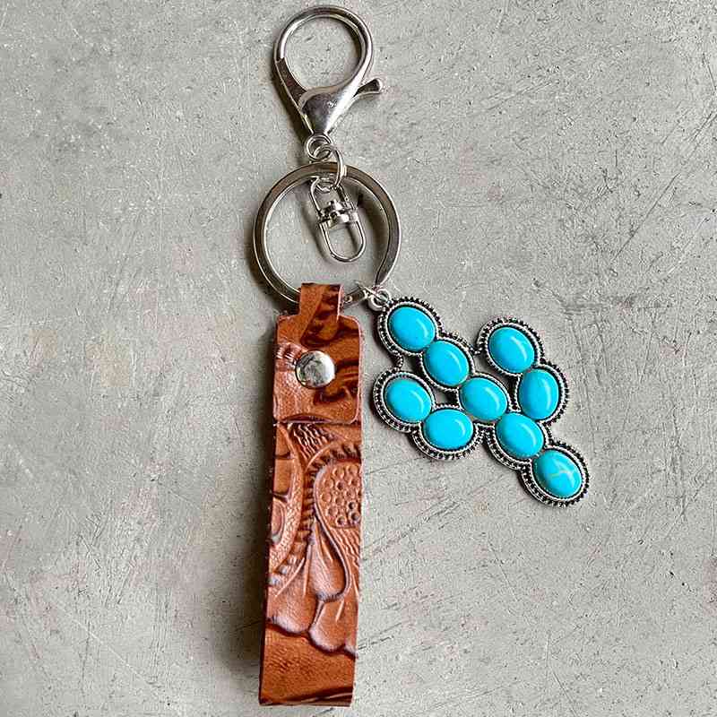 Turquoise Genuine Leather Key Chain  Shop One Place