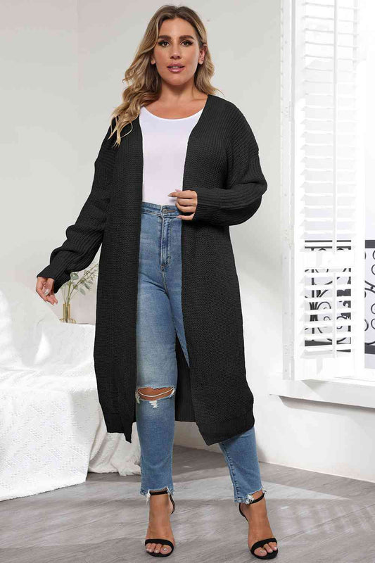 Plus Size Open Front Long Sleeve Cardigan  Shop One Place