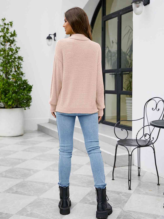 Turtleneck Dropped Shoulder Sweater  Shop One Place