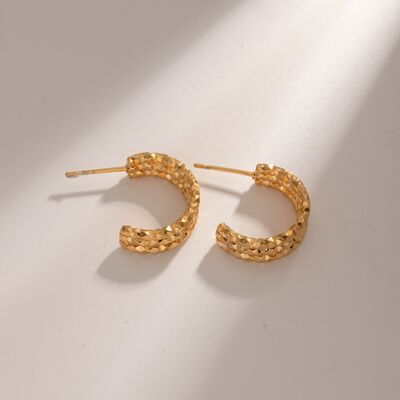 18K Gold-Plated Stainless Steel C-Hoop Earrings  Shop One Place