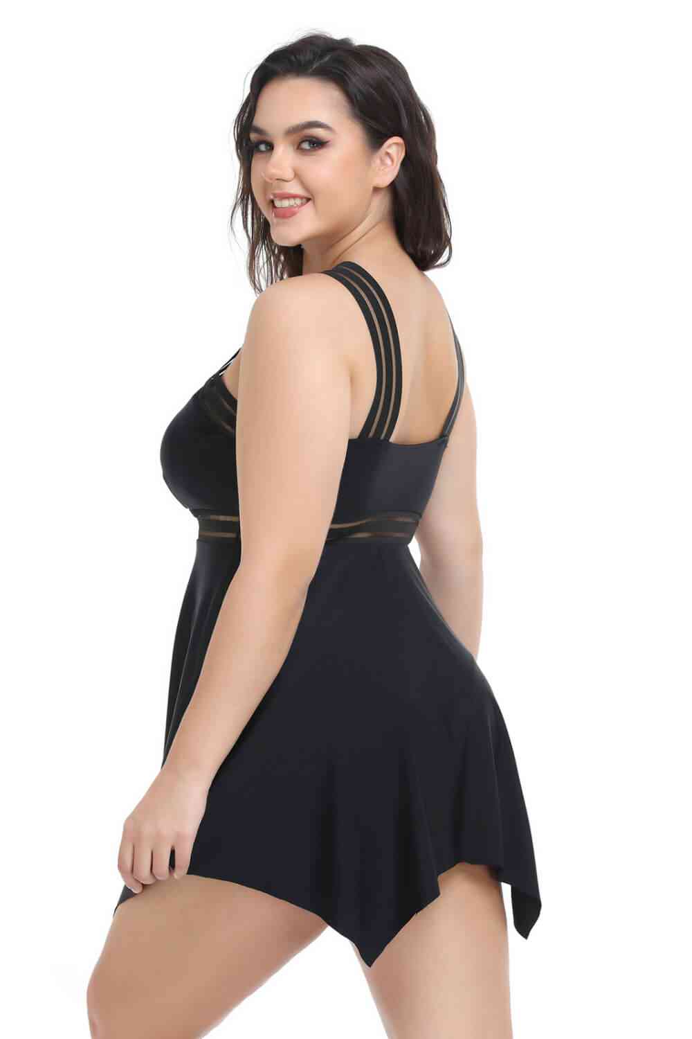 Plus Size Handkerchief-Hem Swim Dress and Bottoms Set