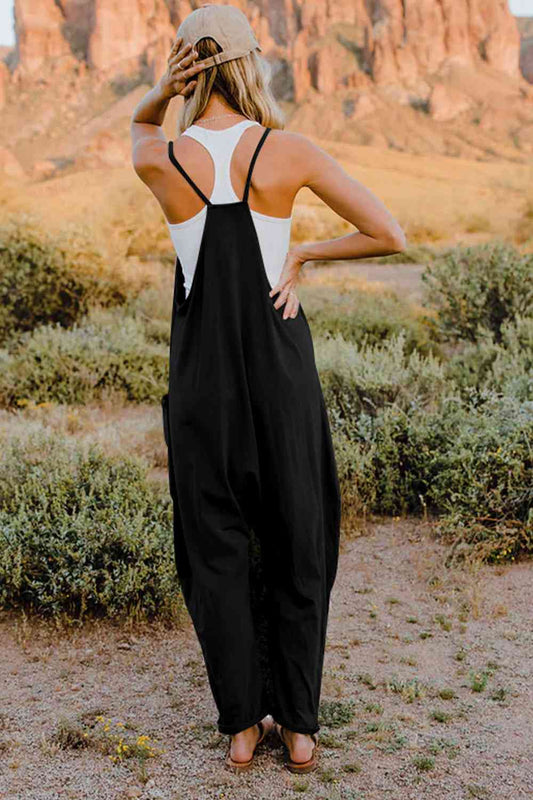Double Take Full Size V-Neck Sleeveless Jumpsuit with Pockets  Shop One Place