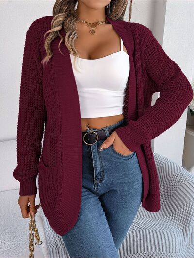 Open Front Long Sleeve Cardigan with Pockets  Shop One Place