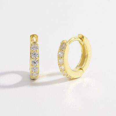 925 Sterling Silver Inlaid Zircon Huggie Earrings  Shop One Place