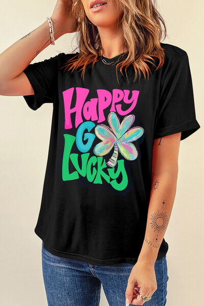 Letter Graphic Round Neck T-Shirt  Shop One Place