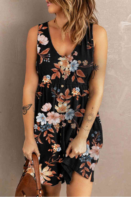Double Take Printed Scoop Neck Sleeveless Buttoned Magic Dress with Pockets  Shop One Place