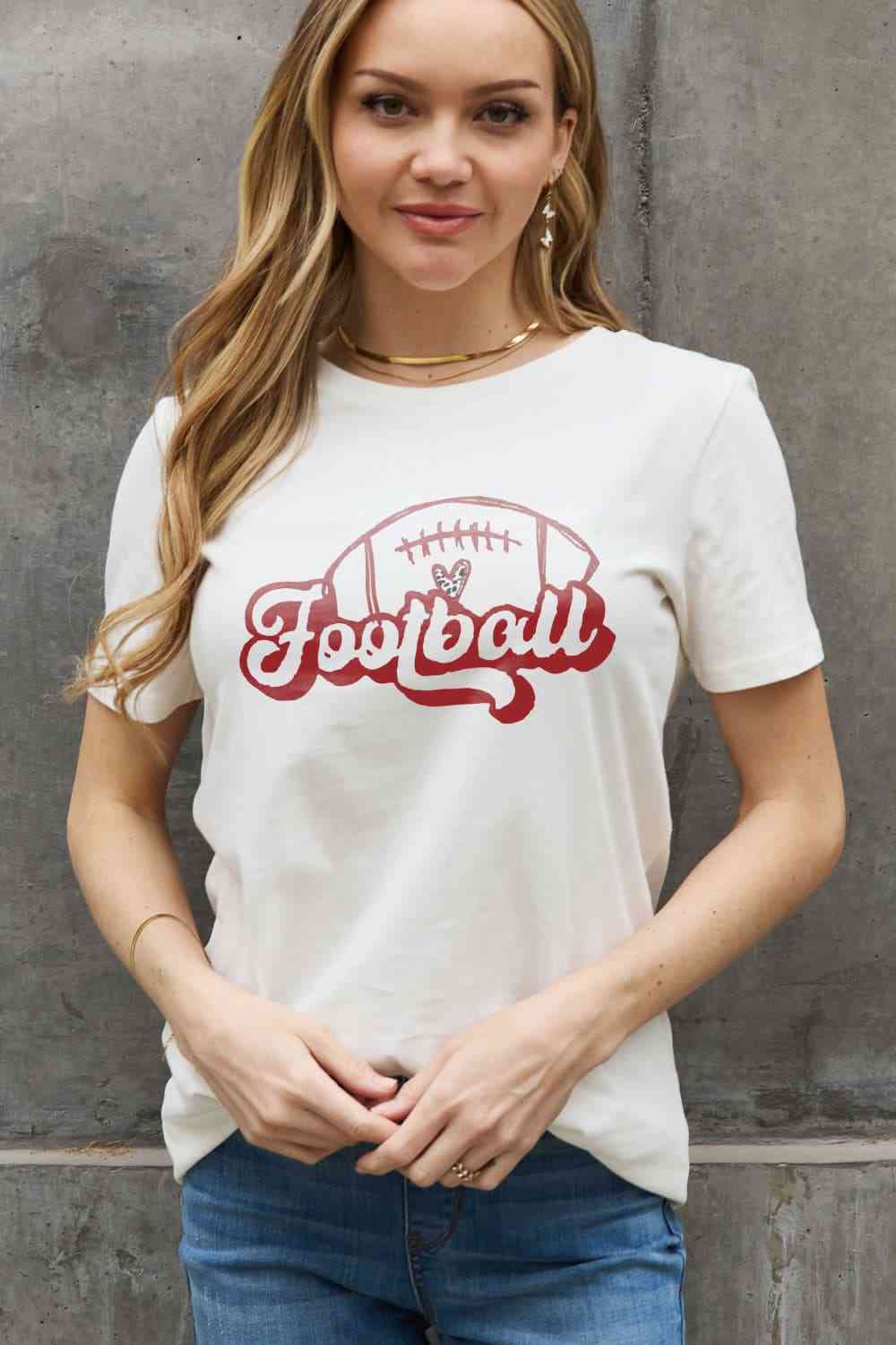 Simply Love Full Size FOOTBALL Graphic Cotton Tee