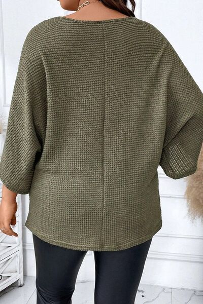 Plus Size Waffle-Knit V-Neck Blouse  Shop One Place