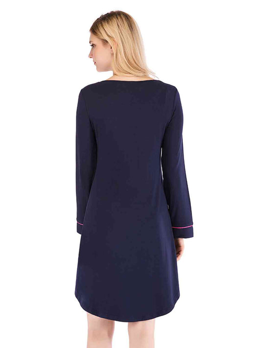 Round Neck Night Dress with Pocket  Shop One Place