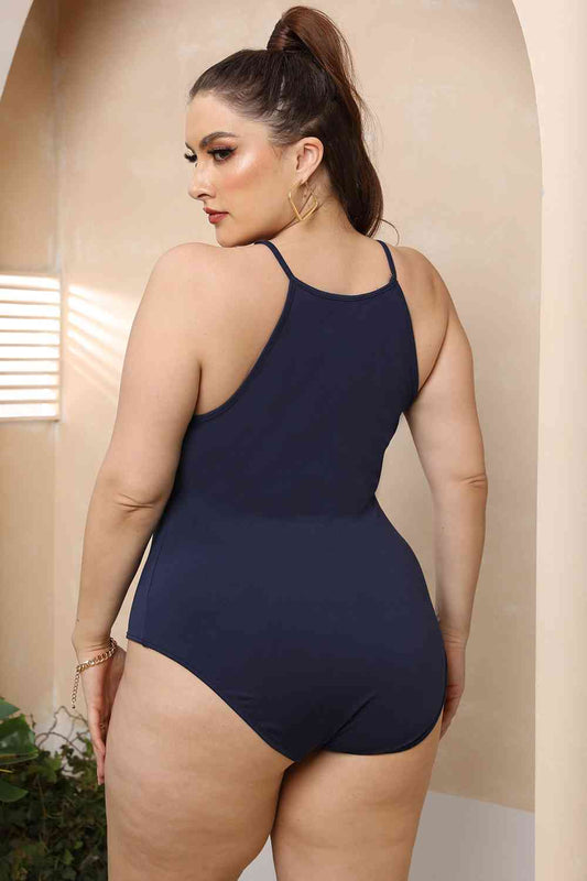 Plus Size Halter Neck Spaghetti Strap Bodysuit  Shop One Place