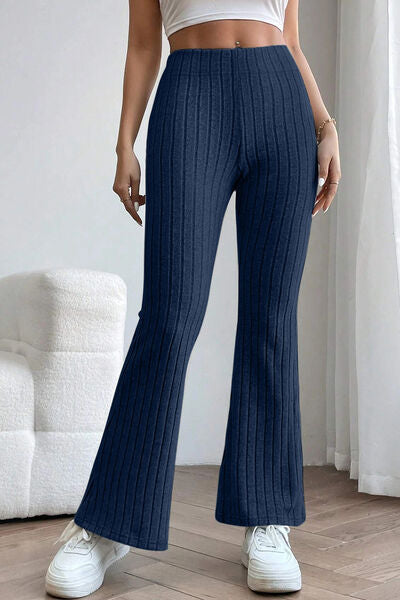 Basic Bae Full Size Ribbed High Waist Flare Pants 