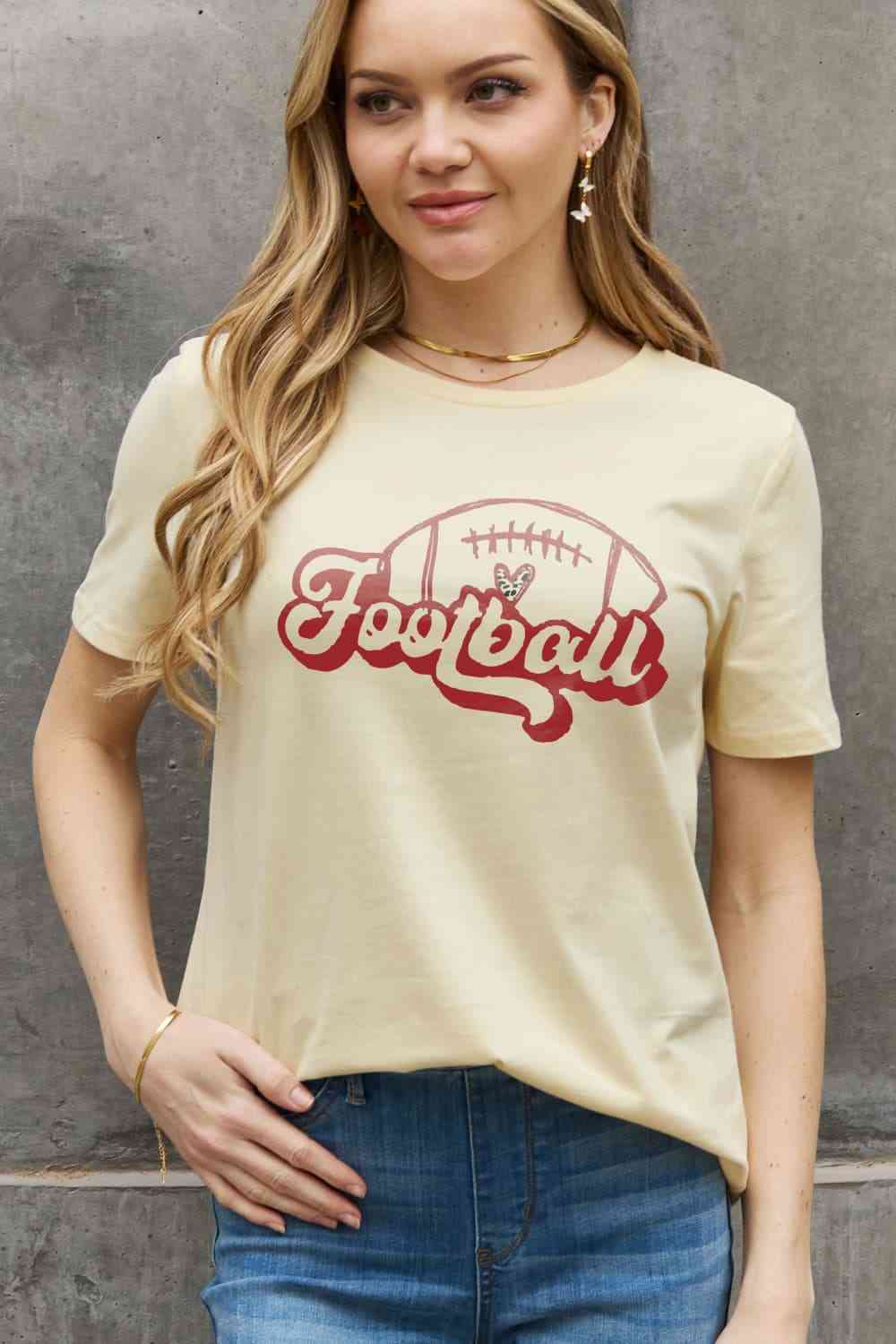 Simply Love Full Size FOOTBALL Graphic Cotton Tee