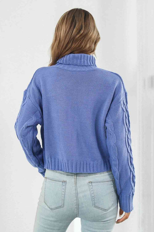 Turtleneck Dropped Shoulder Sweater  Shop One Place