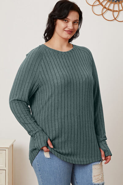 Ribbed Thumbhole Sleeve T-Shirt - Inclusive Sizes