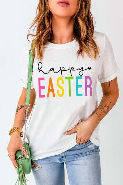 HAPPY EASTER Round Neck Short Sleeve T-Shirt  Shop One Place