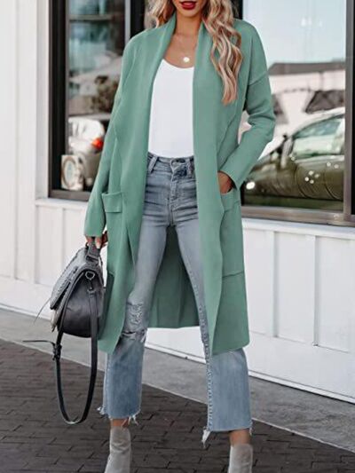 Open Front Dropped Shoulder Outerwear  Shop One Place