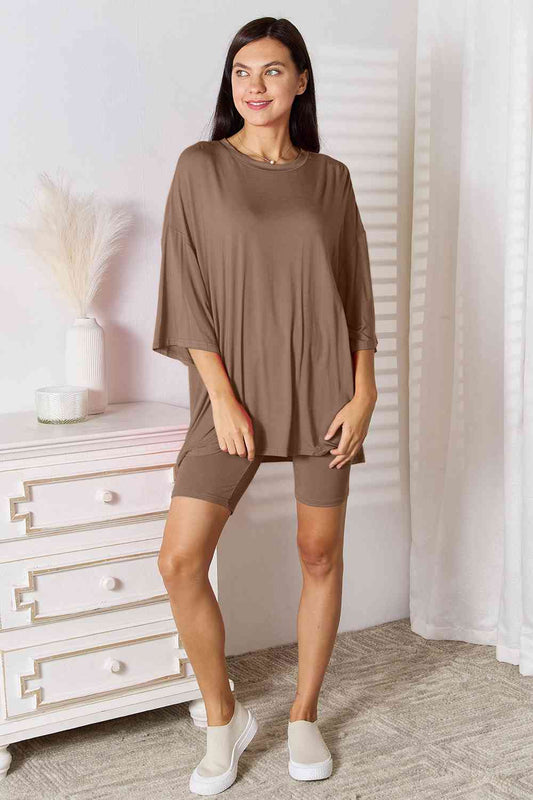 Basic Bae Full Size Soft Rayon Three-Quarter Sleeve Top and Shorts Set  Shop One Place