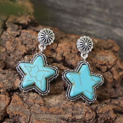 Artificial Turquoise Alloy Star Earrings  Shop One Place