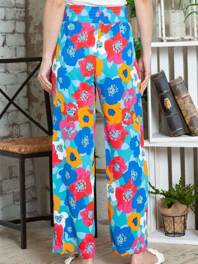 Printed Drawstring Wide Leg Pants