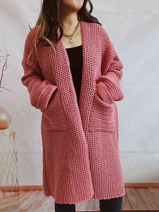 Open Front Long Sleeve Cardigan with Pockets  Shop One Place