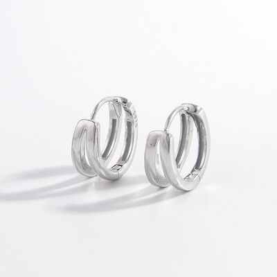 925 Sterling Silver Inlaid Zircon Huggie Earrings  Shop One Place