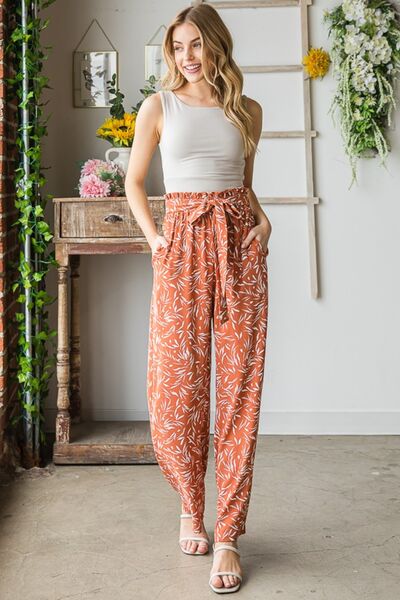 Heimish Full Size Printed Tied Straight Casual Pants  Shop One Place