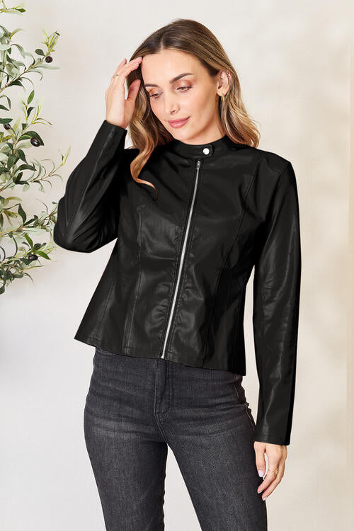 Mock Neck Zip Up Jacket  Shop One Place