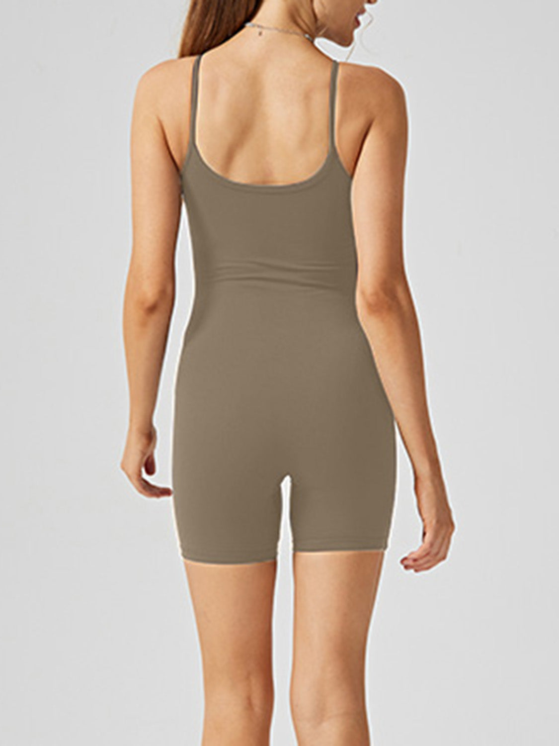 Scoop Neck Spaghetti Strap Active Romper