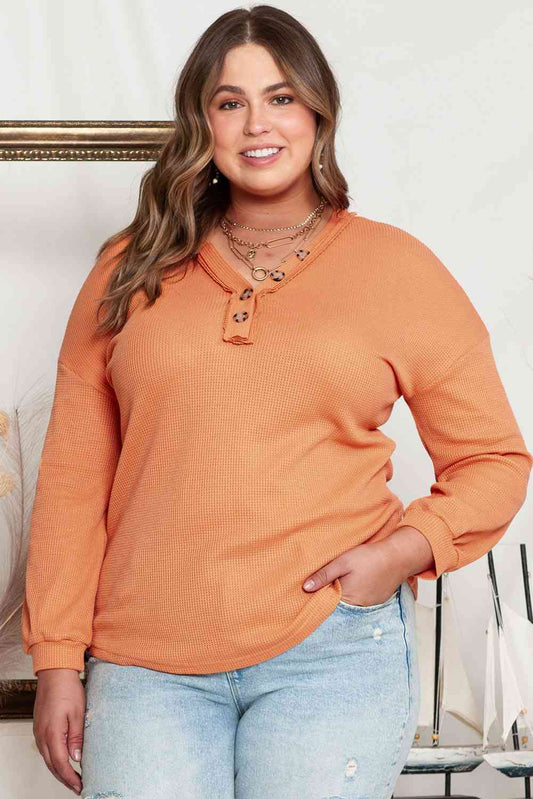 Plus Size V-Neck Dropped Shoulder Top  Shop One Place