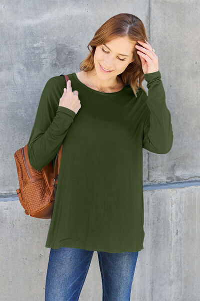 Basic Bae Full Size Round Neck Dropped Shoulder T-Shirt  Shop One Place